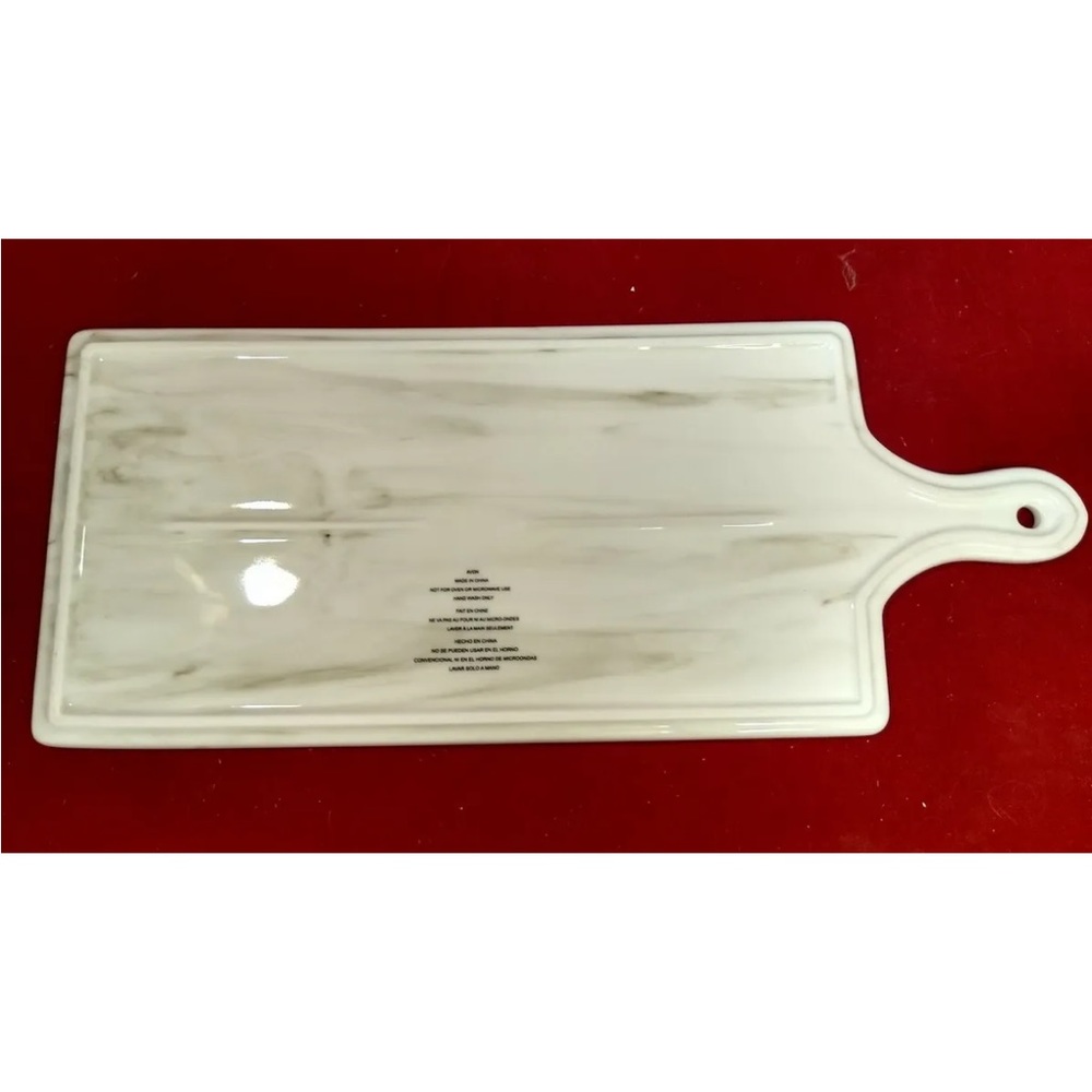 Avon Merry And Bright Decorative Serving Board Marble And Gold 14 Inch Long - Picture 3 of 3